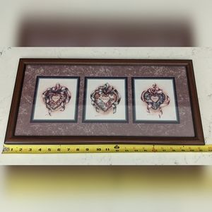 Vintage Jan Anderson Love Peace Joy Framed Art Print